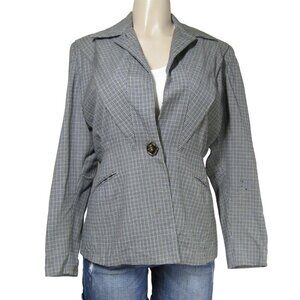 VTG 40s 50s Plaid Academia Preppy HERRINGBONE Retro  Harris Jacket Blazer S M